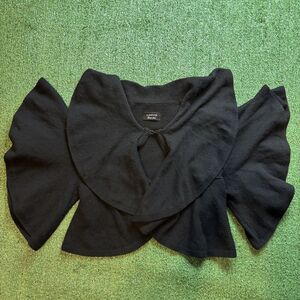 Lanvin River 2010 Black Cashmere & Wool Womens Cardigan Sweater Short Sleeve XS